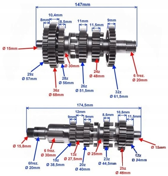 SKRZYNIA BIEGOW 125cc BARTON Silnik MORETTI 156FMI Part number PSBMLRZ1PIZMS000