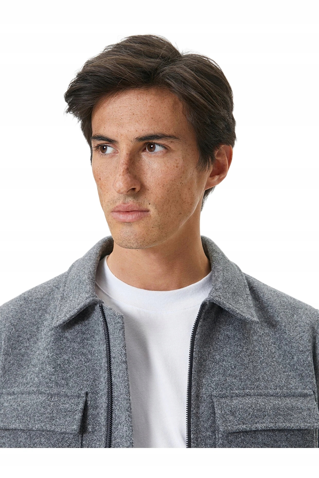 Koton Šedá Pánská Bunda S Klopami A Zipem Na Boky, Velikost 5DA