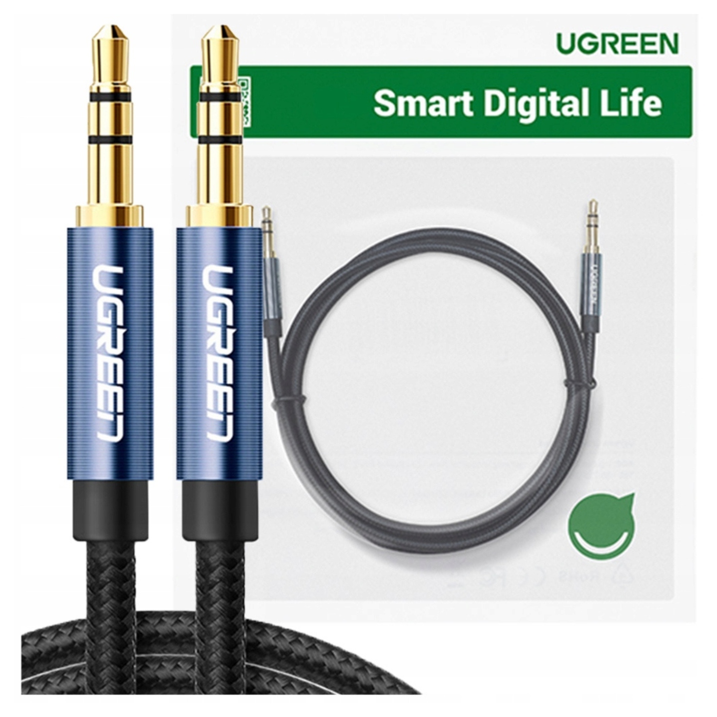 Kabel mini jack 3,5mm Ugreen AV122, Aux, 1m (black)