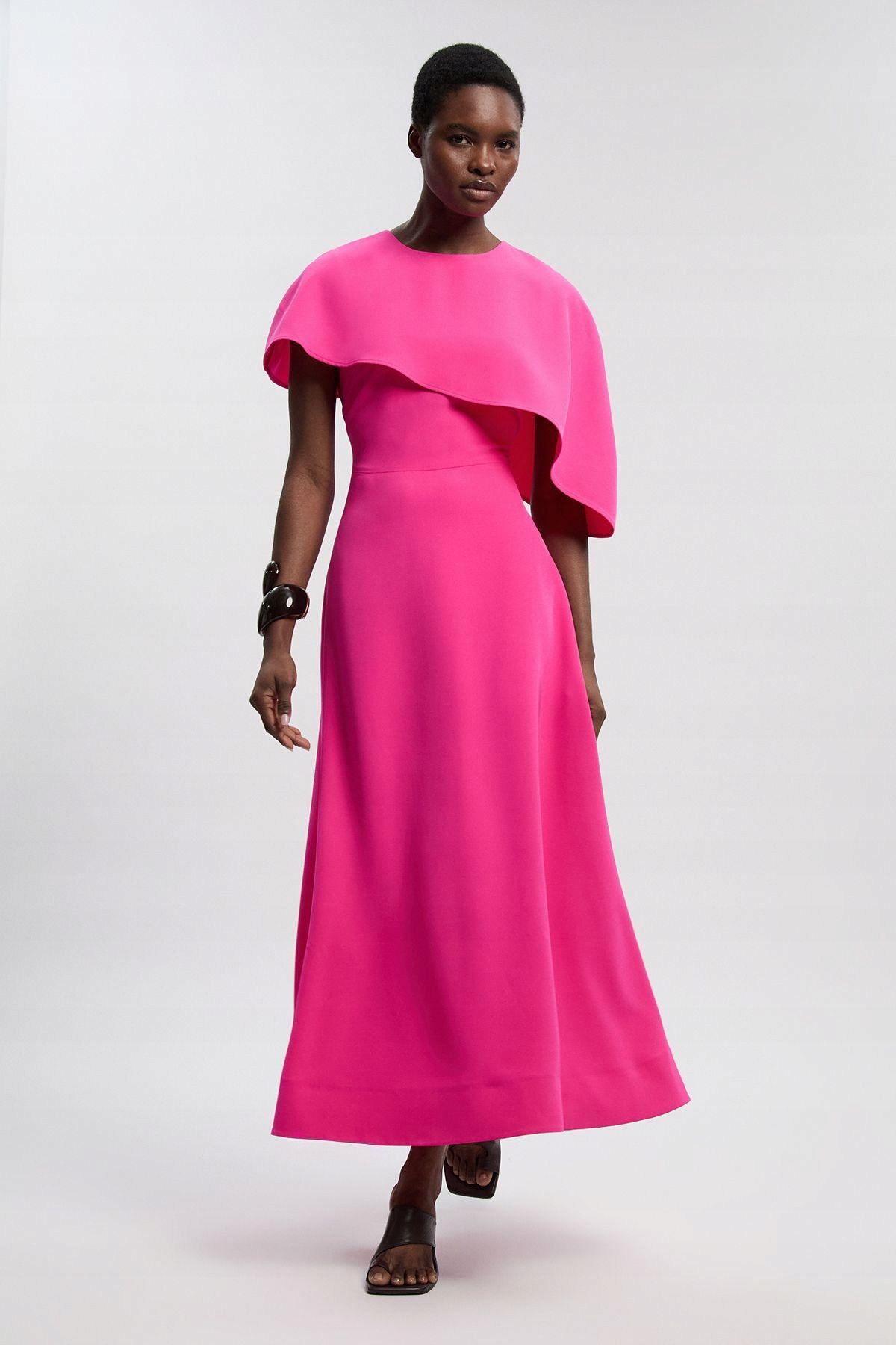 Růžové Šaty S Ozdobnou Pláštěnkou Petite Karen Millen M