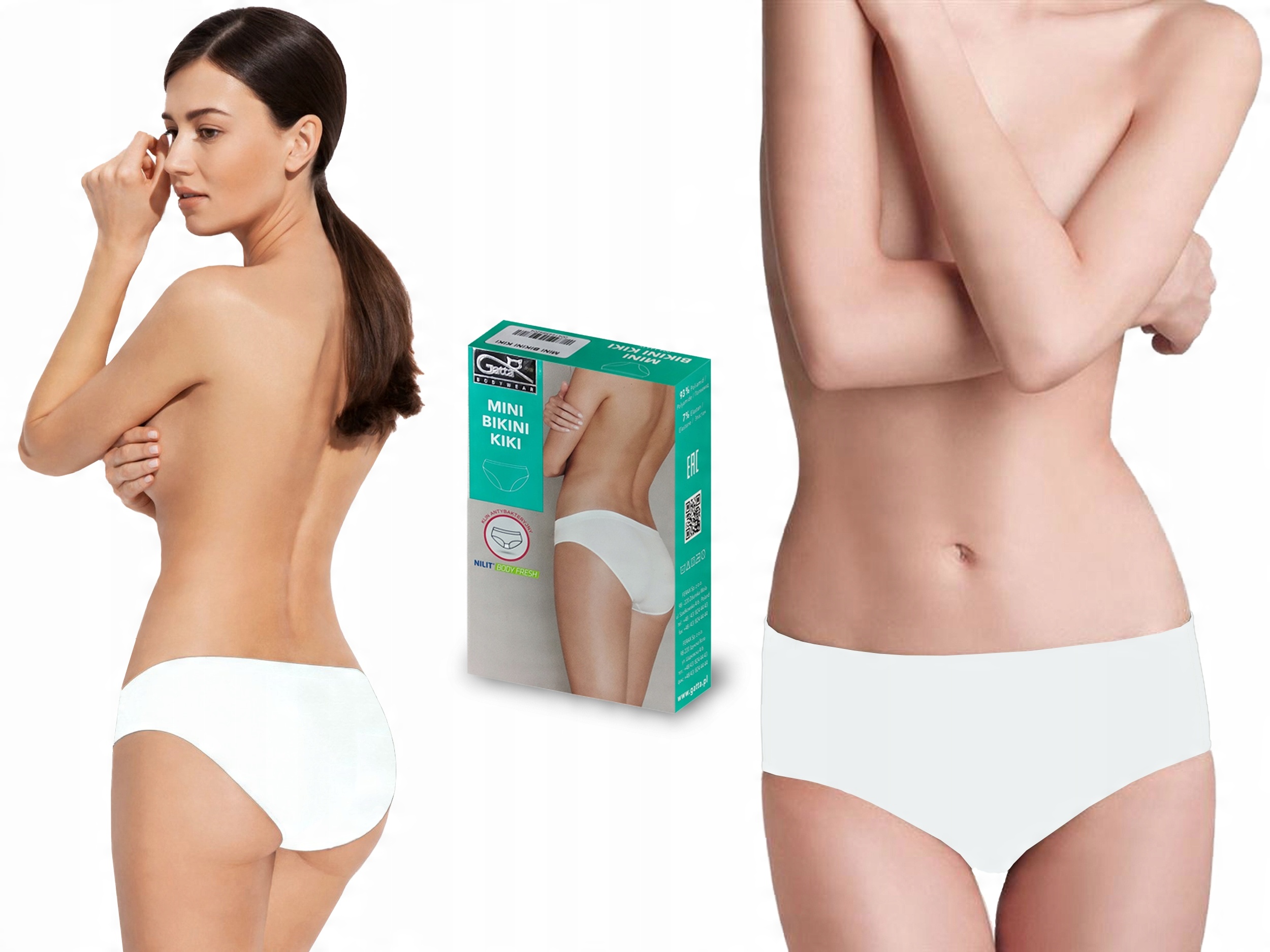 

Gatta bezszwowe figi Kiki Mini Bikini, białe, M