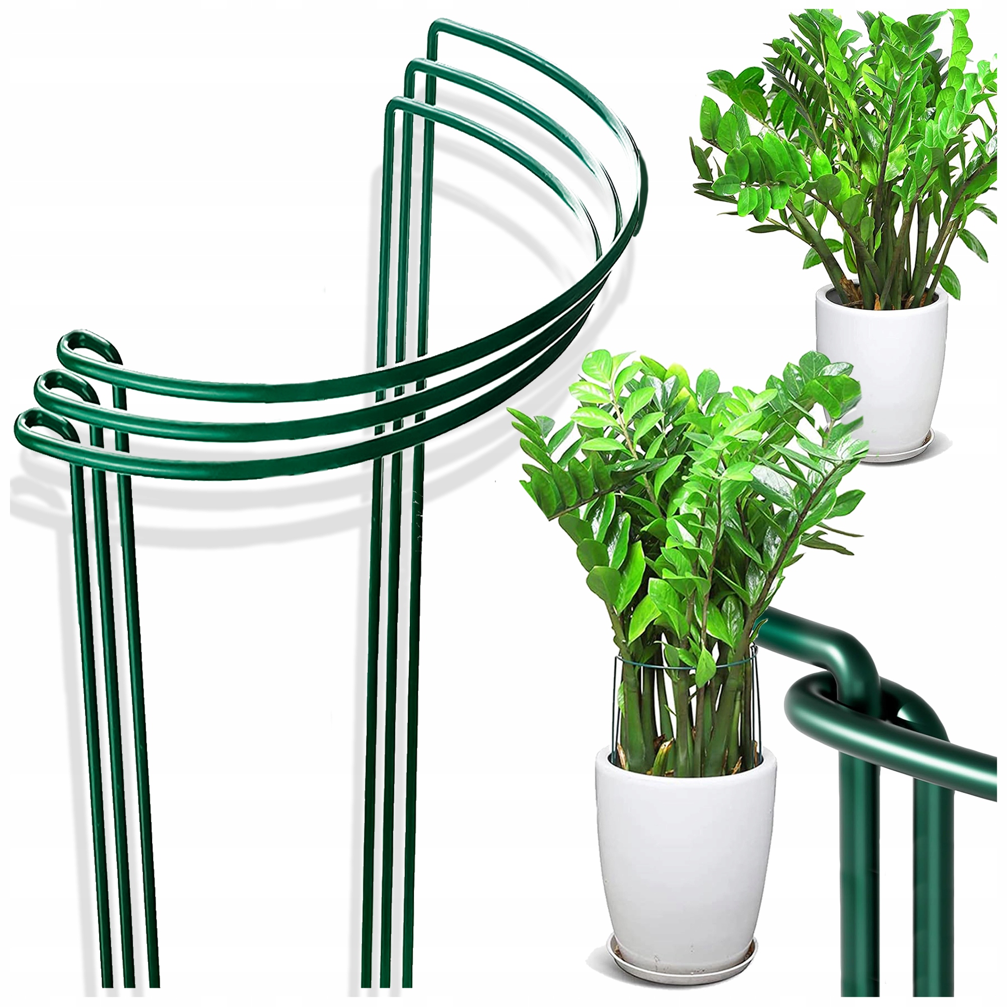ZESTAW 3SZT PODPÓR PIERŚCIENIOWYCH DO ROŚLIN PODPÓRKI KWIATÓW 40cm METAL