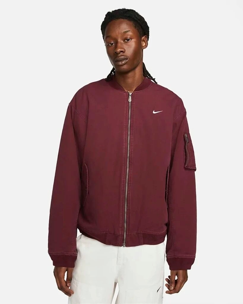 Nike Life Pánská letecká bunda z tkaniny, barva vínově bílá L