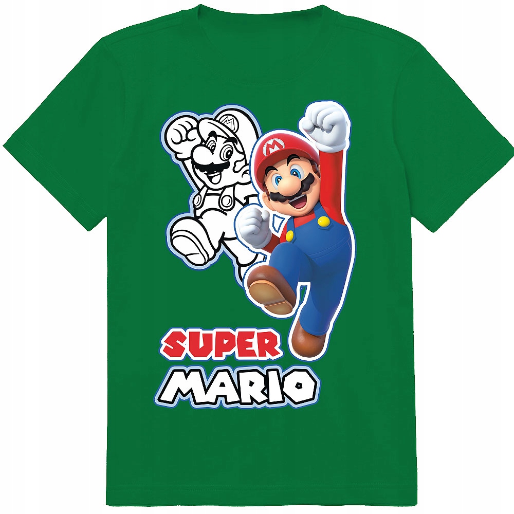ZESTAW 3W1 KOSZULKA DLA DZIECI TATUAŻE NAKLEJKI SUPER MARIO BROS 164 JAKOŚĆ Rozmiar XL