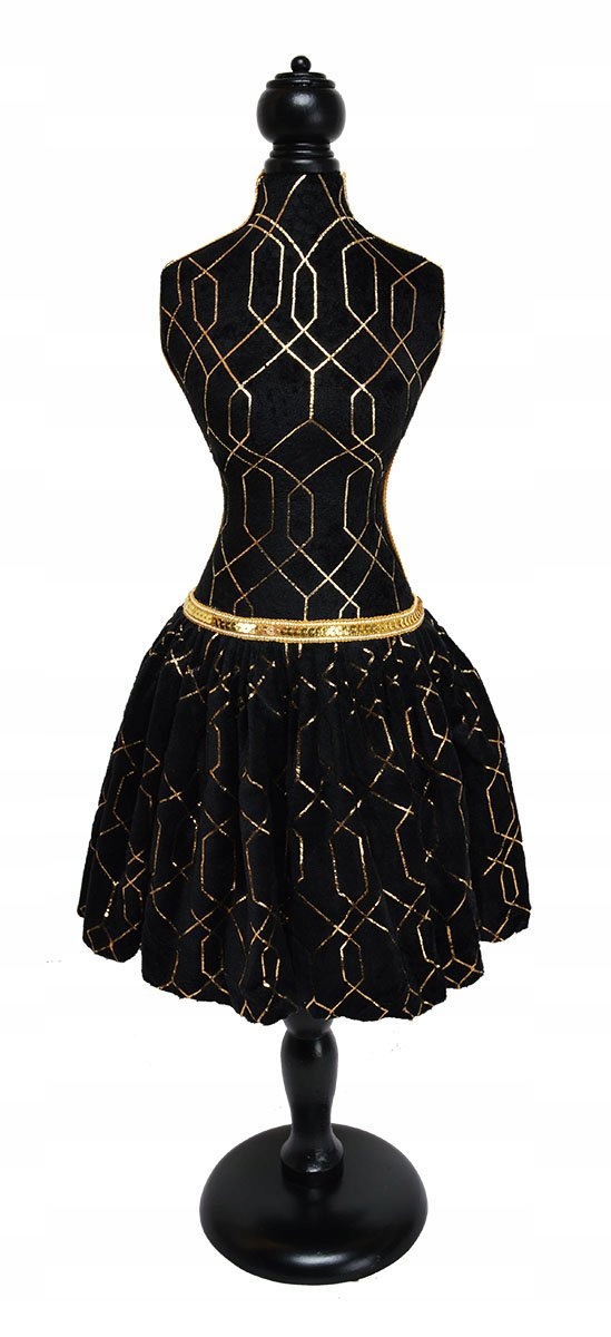 Černá Figurína Se Zlatými Vzory A Sukní