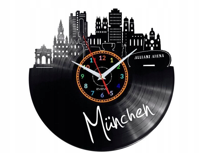 Munchen Dárek Originální dekorace do domu Hodiny z vinylové desky