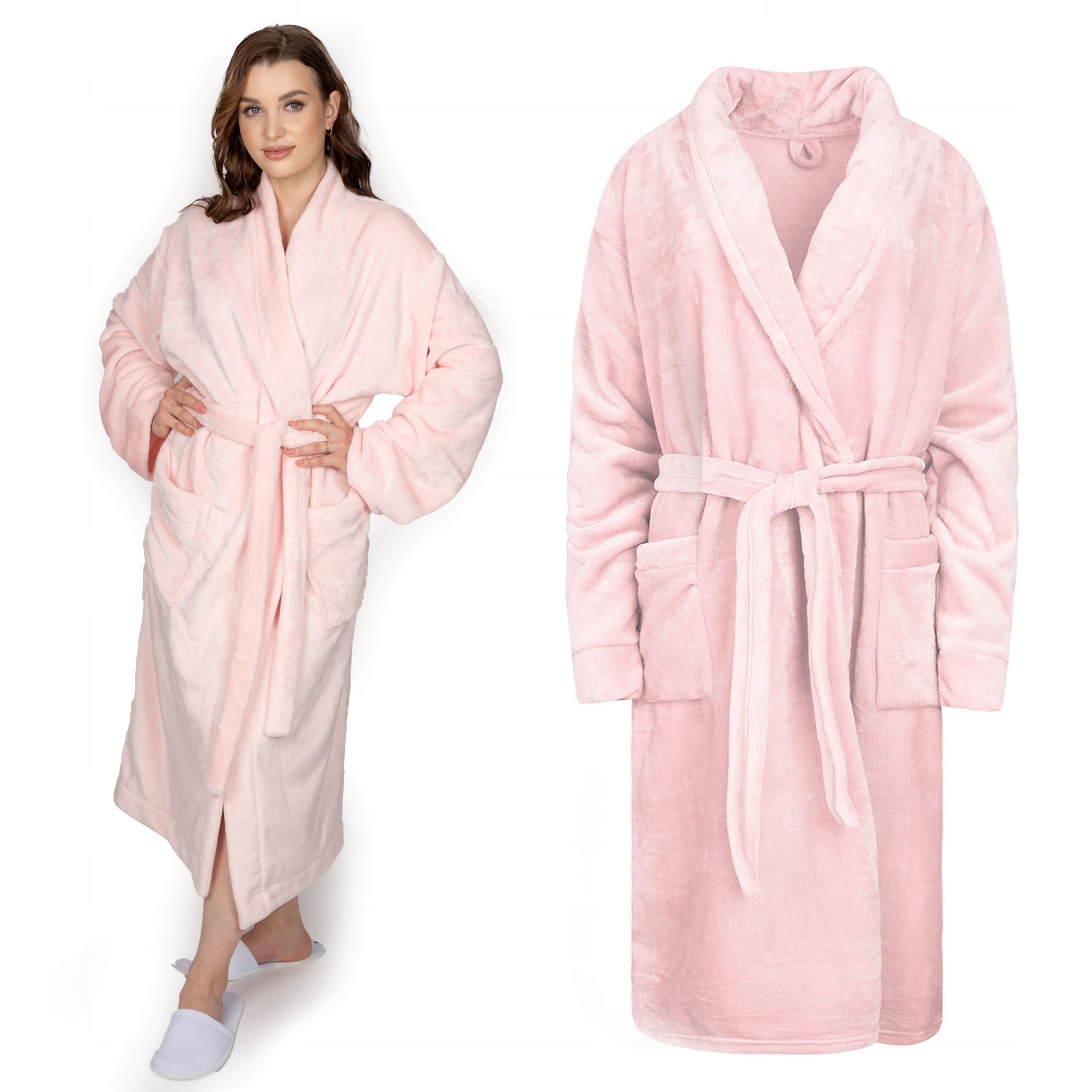 Župan Wellsoft Unisex Měkký Teplý Hrubý Elegantní L Chila Růžový