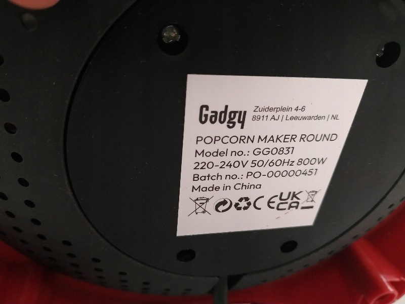 MASZYNA URZĄDZENIE DO POPCORNU GADGY GG0831 800 W Model Classics Popcorn