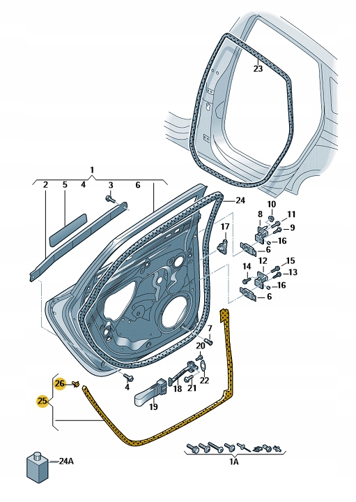 ZEWNETRZNA USZCZELKA DRZWI TYLNE LEWE AUDI A6 C7 Part number 4G0839717C