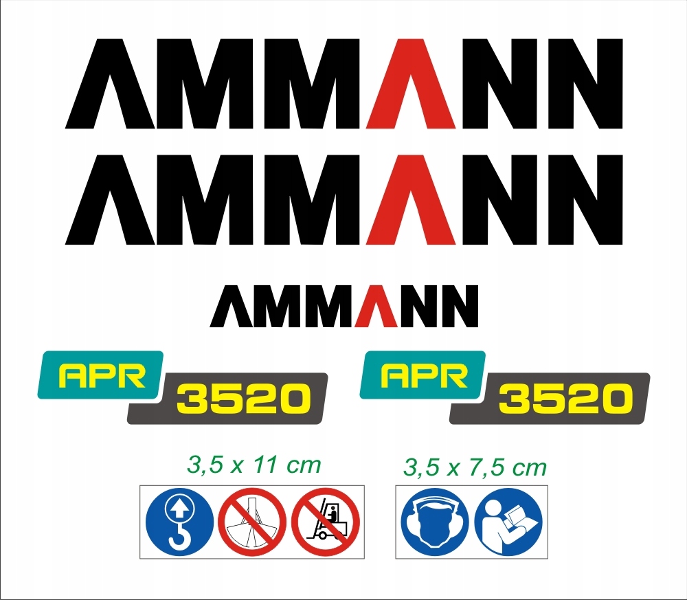 NAKLEJKI NALEPKI do zagęszczarka AMMANN APR 3520 SGNAMMANNAPR3520 za