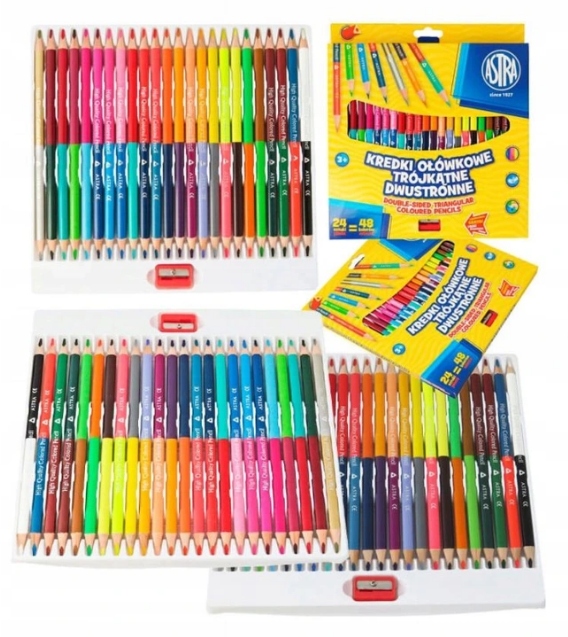 

Kredki Ołówkowe Dwustronne 24/48 Kolorów Astra