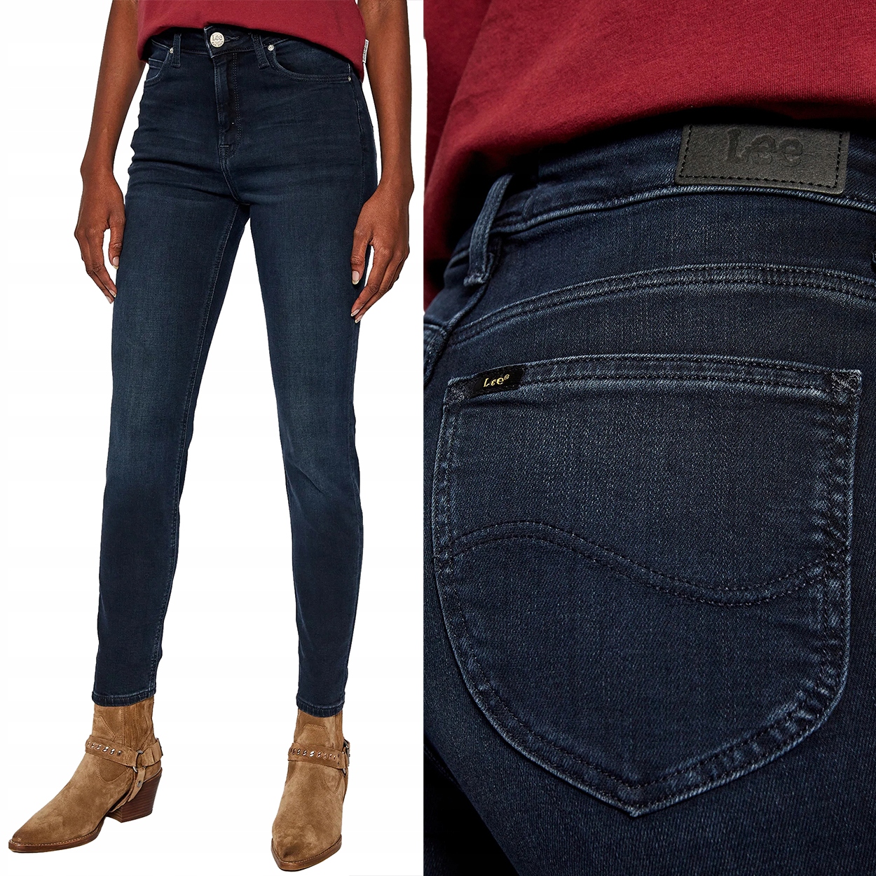 Lee SCARLETT HIGH Worn Ebony DAMSKIE SPODNIE JEANSOWE