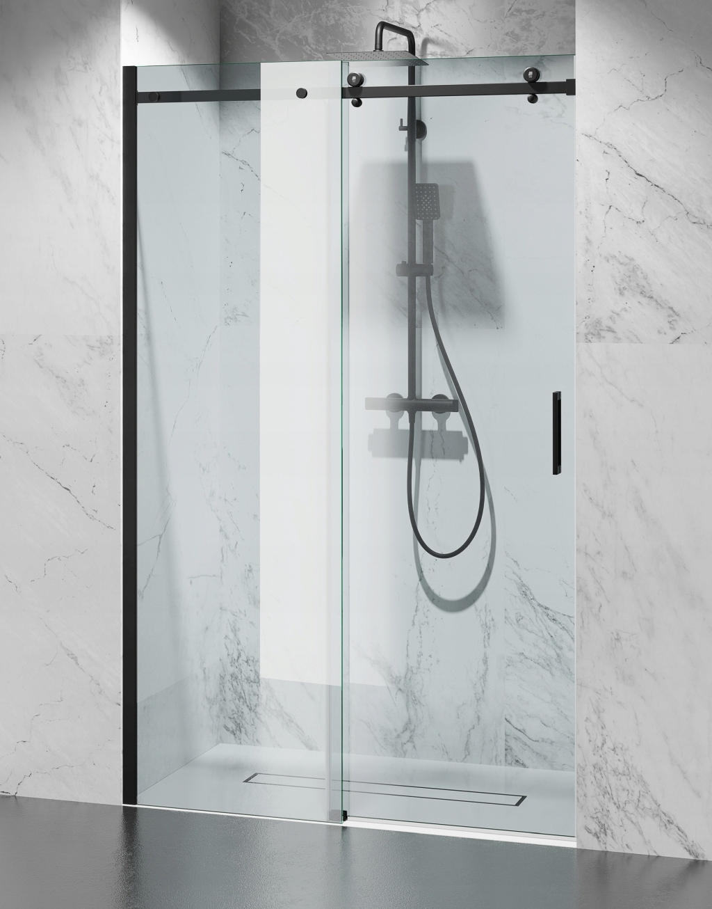 Drzwi Prysznicowe Przesuwne 8mm D20 Czarne 130cm EAN (GTIN) 5905487301518