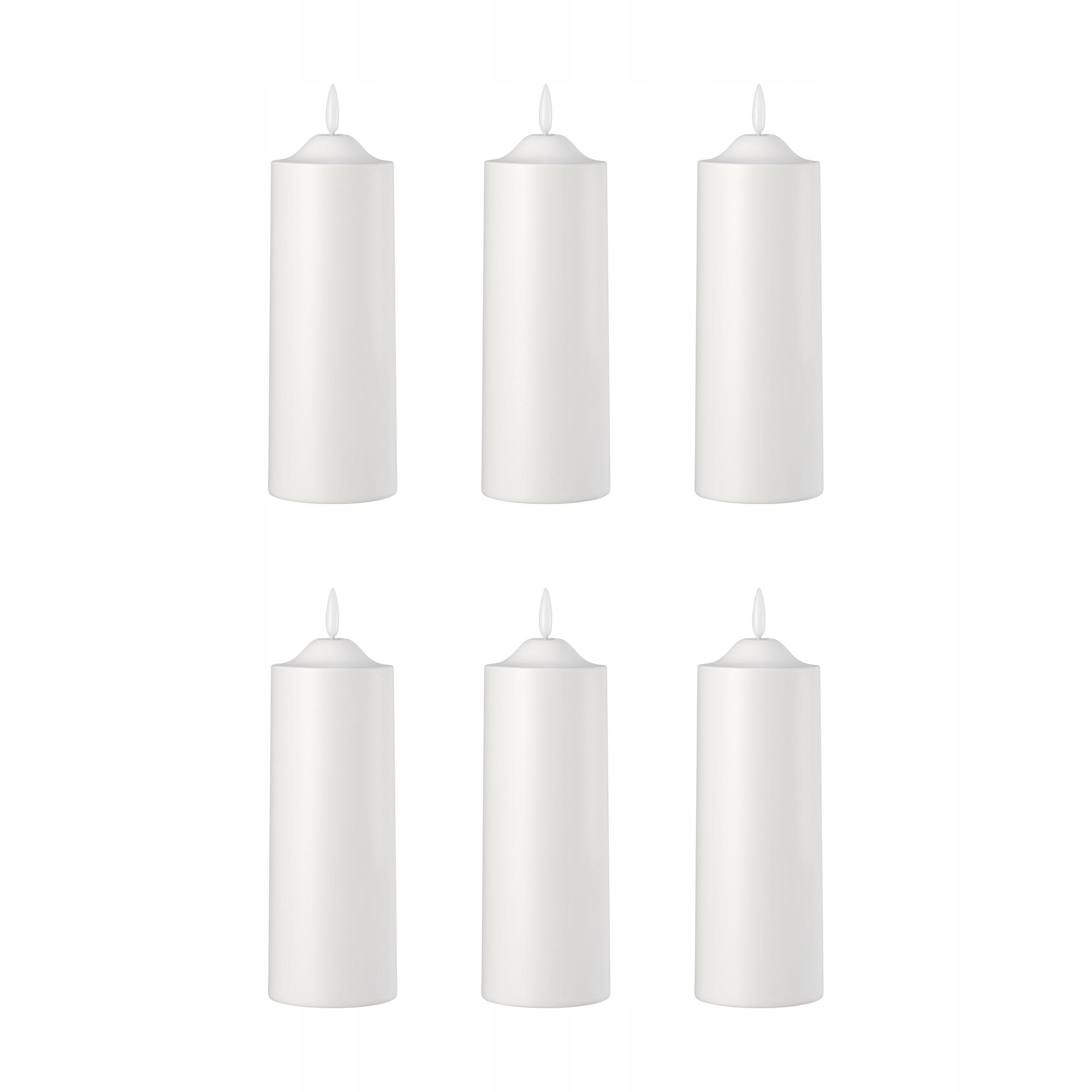 6 ks Led sloupcová svíčka blikající 19 cm na baterie Smalom