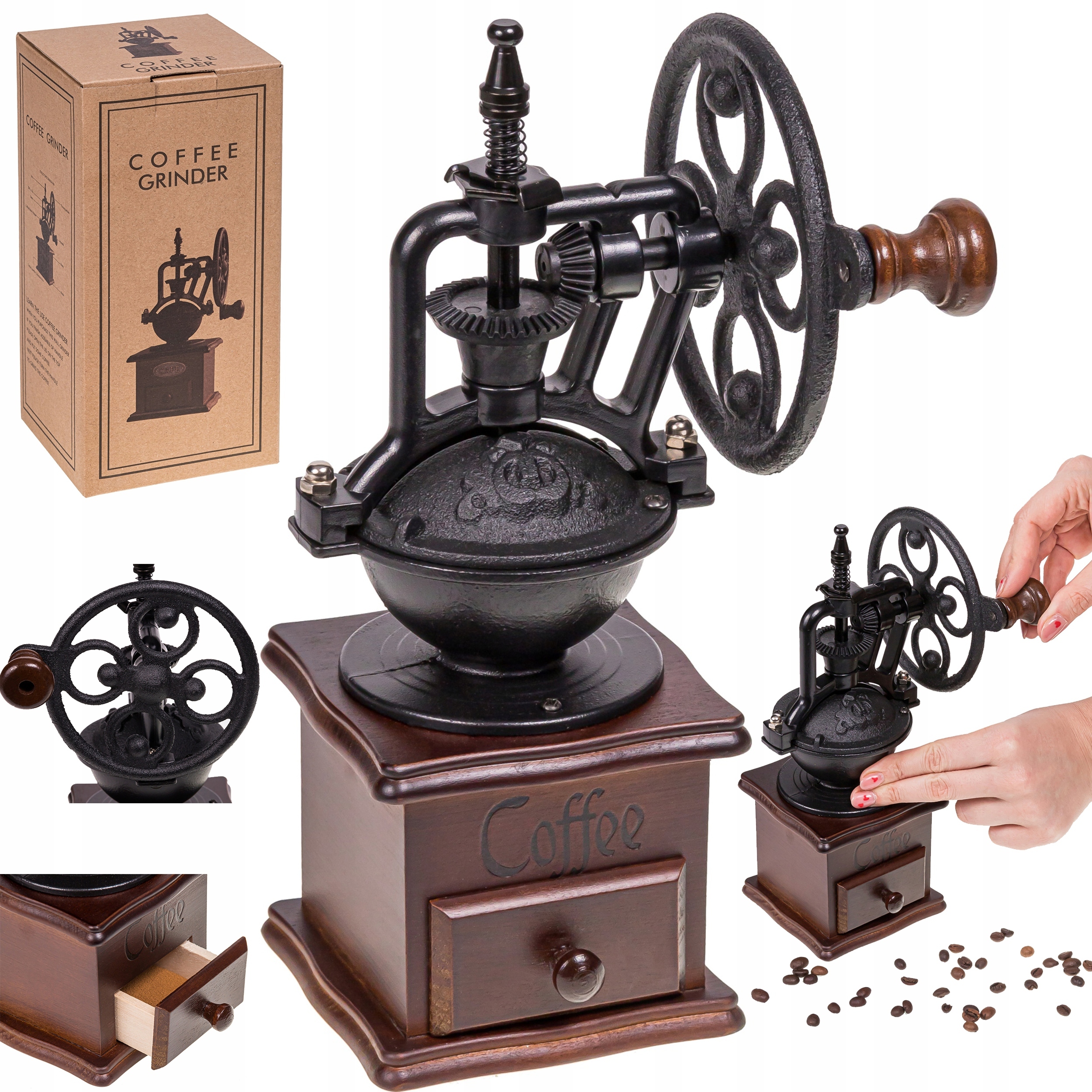 

Młynek Do Kawy Pieprzu Drewniany Reczny Zeliwny