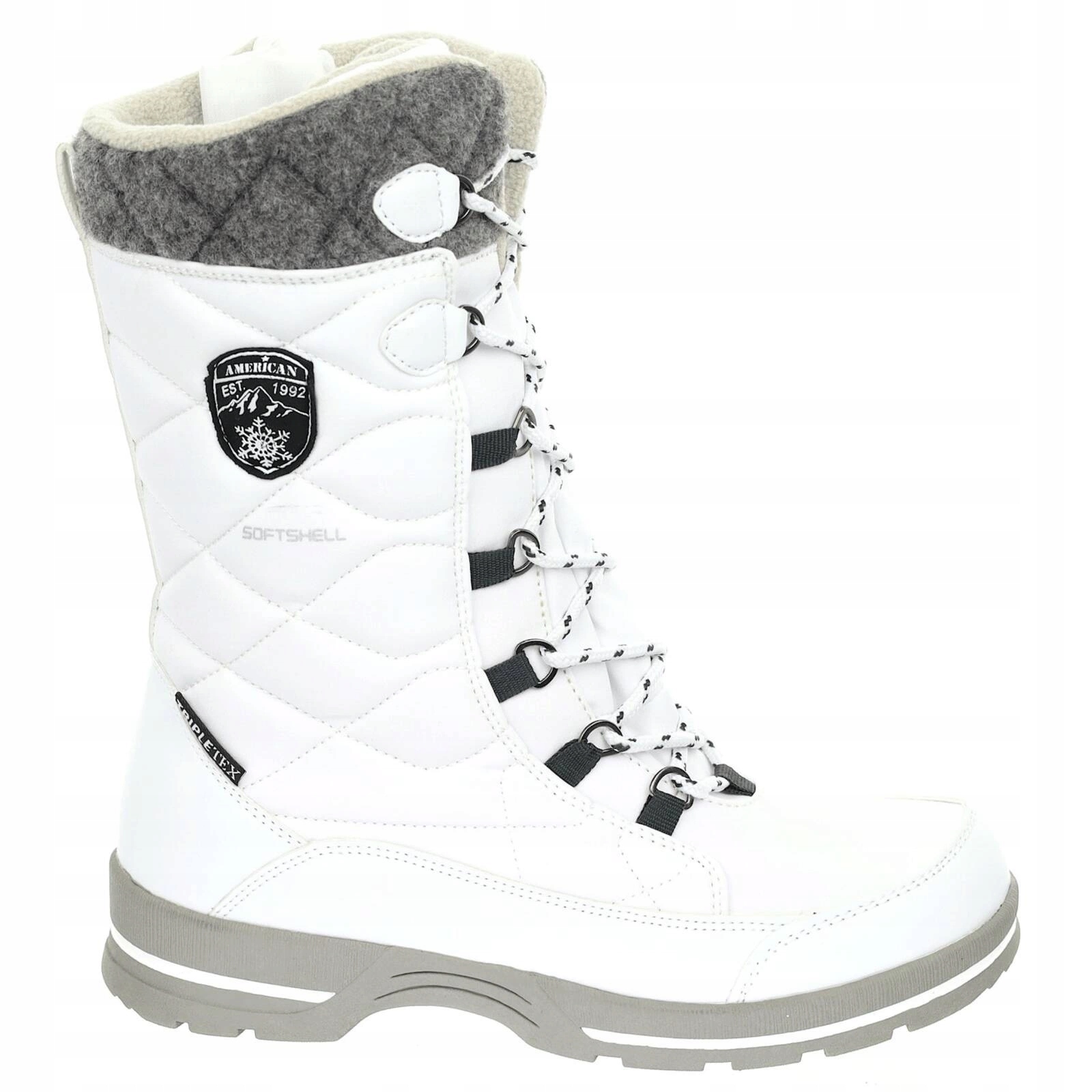 Białe wysokie śniegowce damskie z membraną buty termiczne American ROZ. 41 Długość wkładki 0 cm