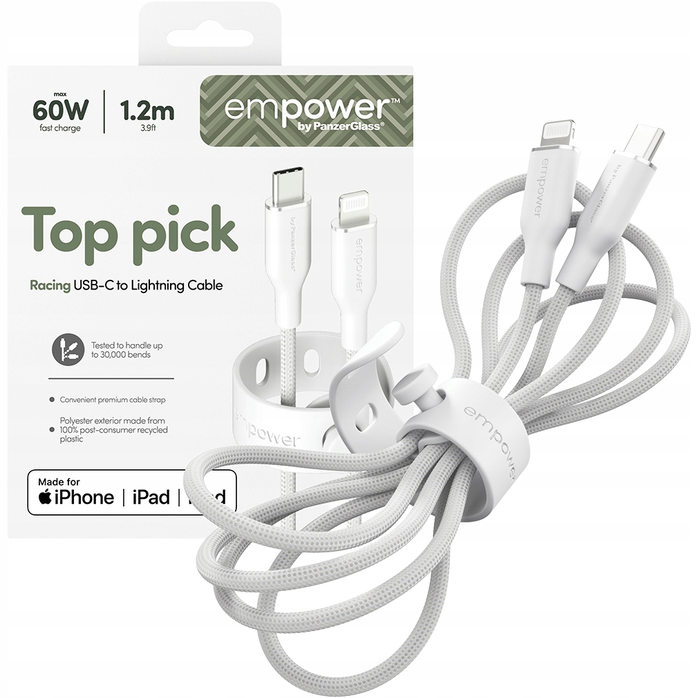 Kabel Usb-c Lightning, 60W oplatany 1.2m empower by PanzerGlass Pd, mocny