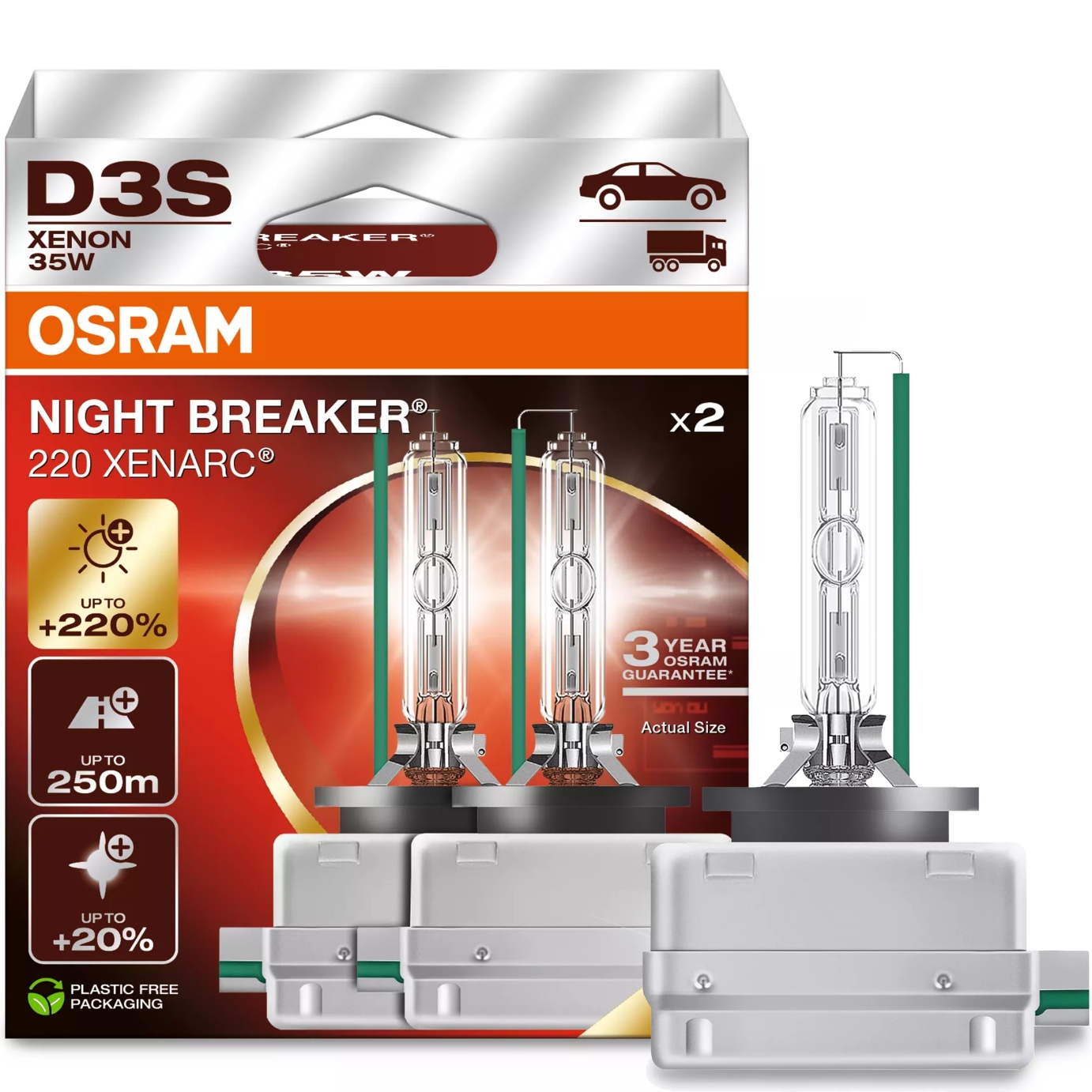 Osram Xsenon Night Breaker Xenarc D3S 220% +250M +20% Jasnejšie svetlo
