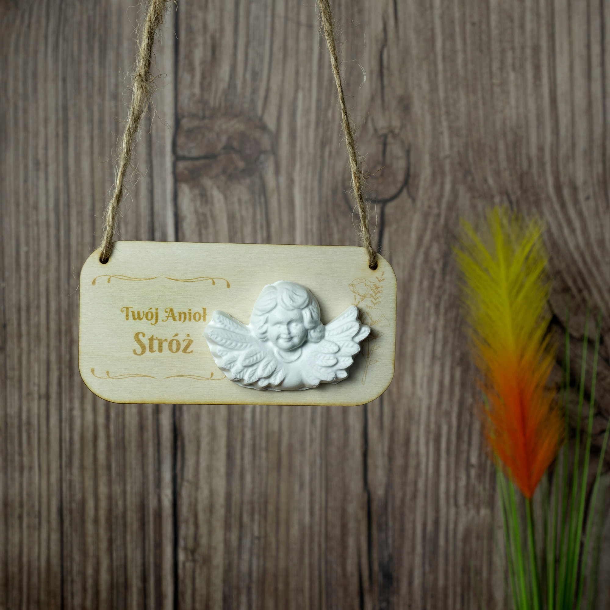 TABLICZKA GRAWER ANIOŁEK GIPS CHRZEST KOMUNIA Wysokość produktu 7.5 cm