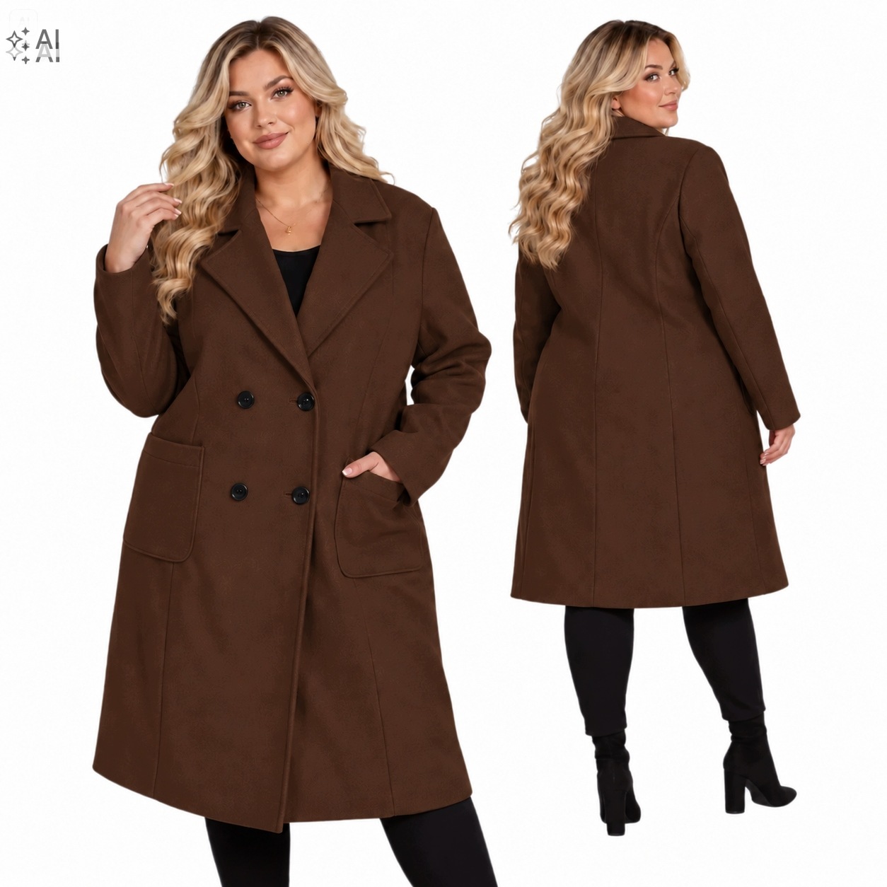 Dámský kabát Čoko Klasický Elegance v moderním provedení 52 54 6xl