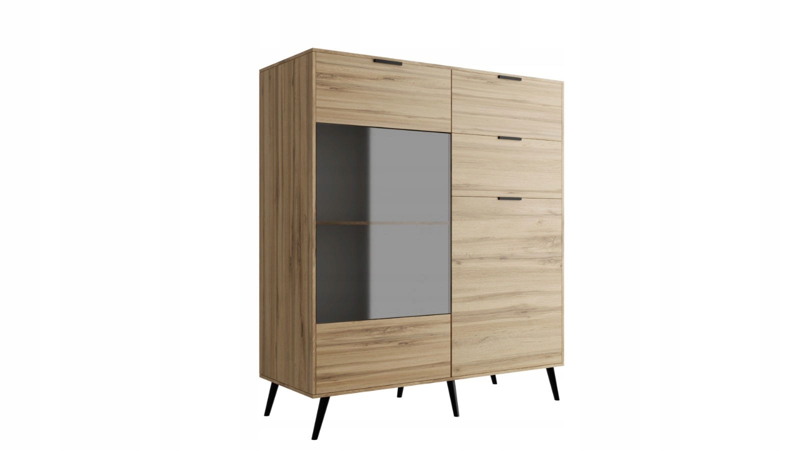 Komoda Lozanne z 2 Szufladami i Witryną - Dąb Wotan