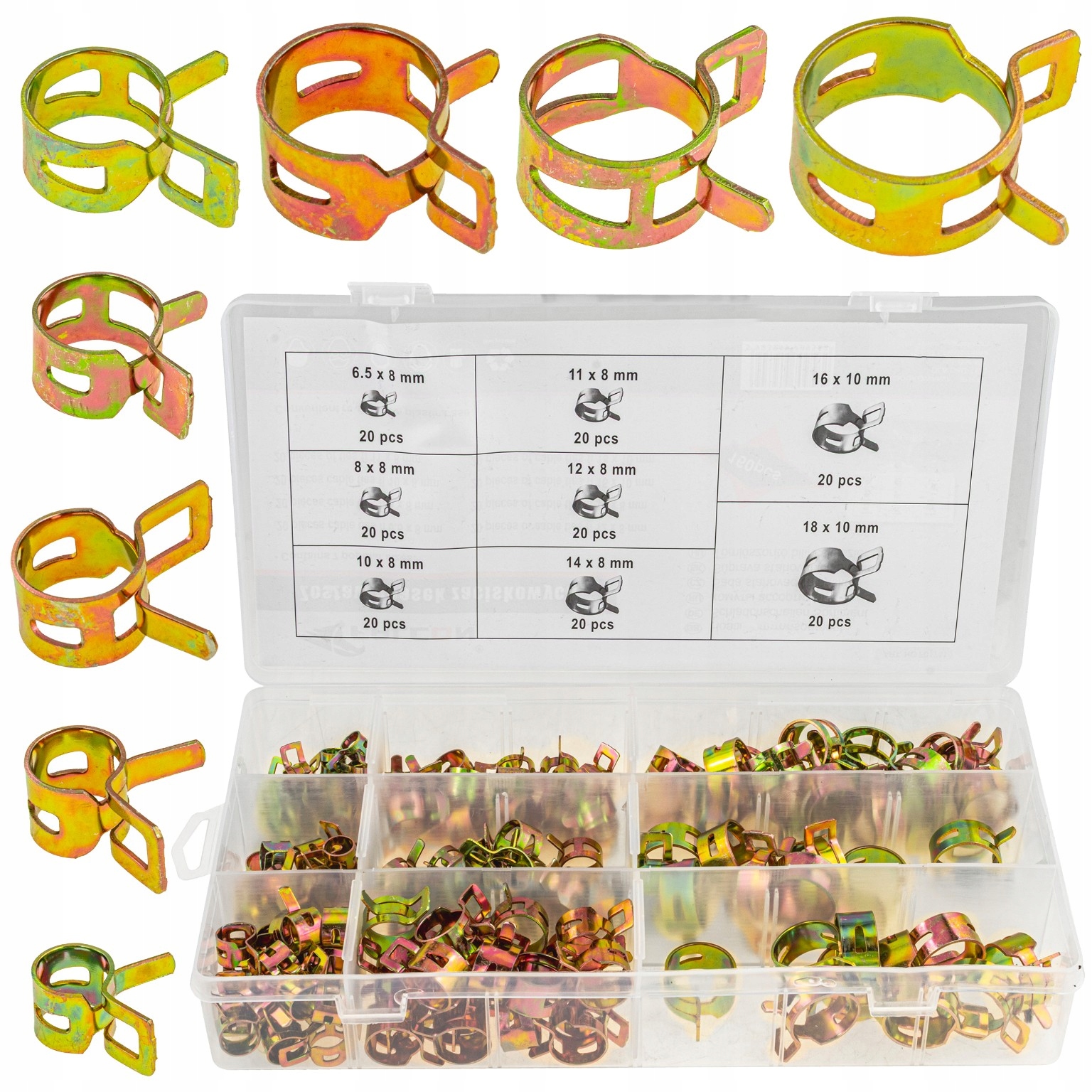 SADA PRUŽINOVÝCH SVOREK PRO KABELY 6,5 MM-18 MM 160 KS