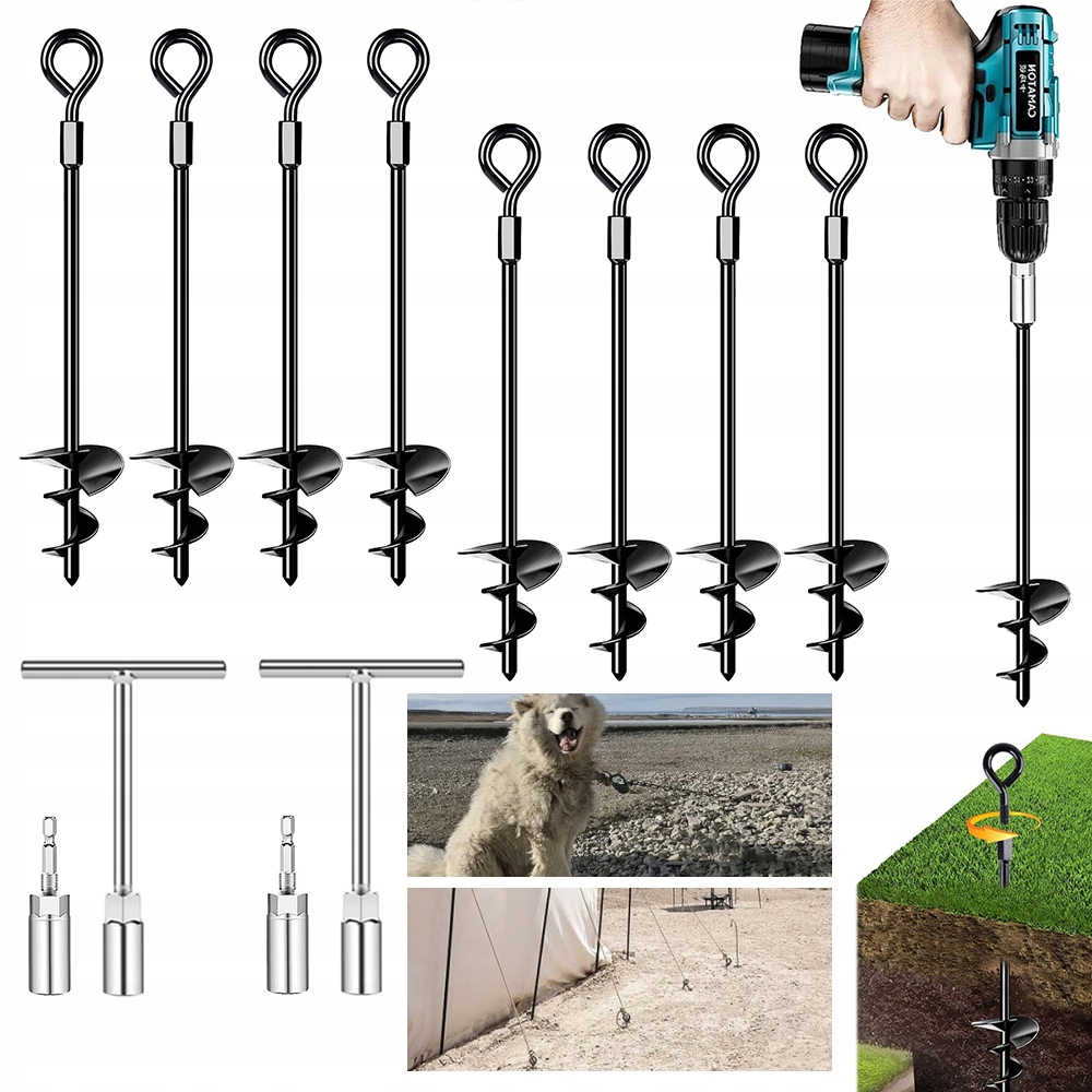 Sada 8 zemních kotev pro houpačky, upevňovací kotvy, kotvy do země