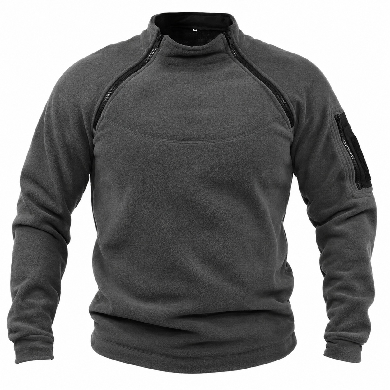 Bluza męska polarowa taktyczna ze stójką zamki kieszeń na rękawie polar