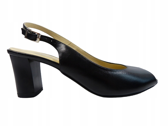 Černé dámské elegantní kožené sandály na podpatku Kotyl 35