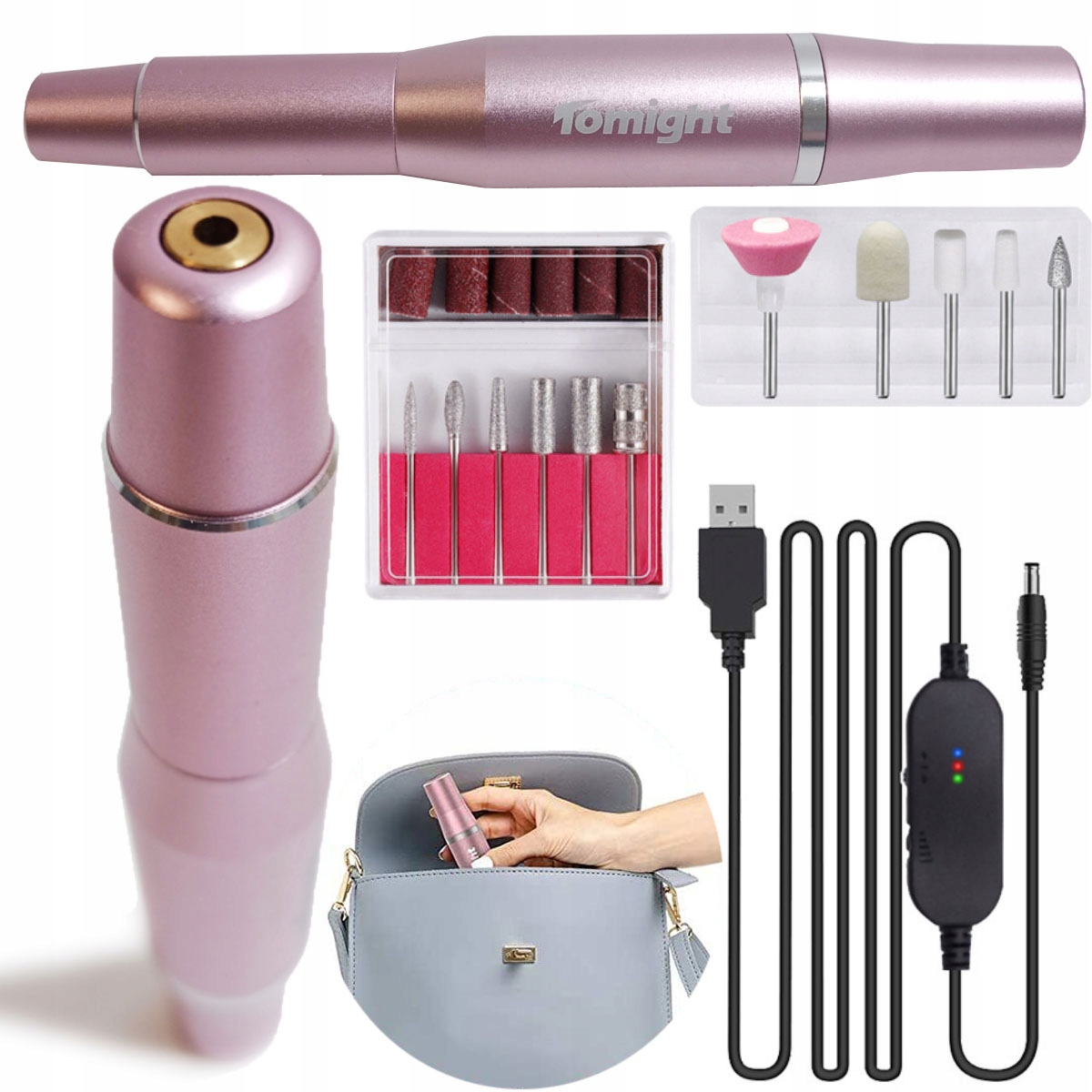 FREZARKA DO PAZNOKCI PROFESJONALNA MANICURE PEDICURE MOCNA FREZY AKCESORIA Marka Tomight