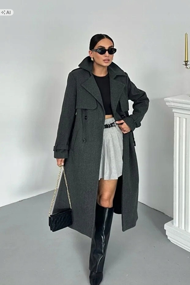 Dlouhý, Hladký, Elegantní Kabát V Klasickém Stylu 36 5IA