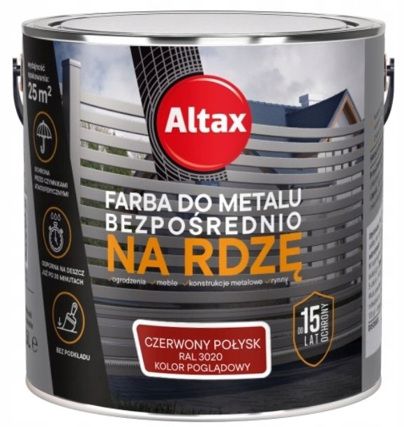 Altax Barva Barva Na Kov 2,5 L Červená Lesklá Ral 3020