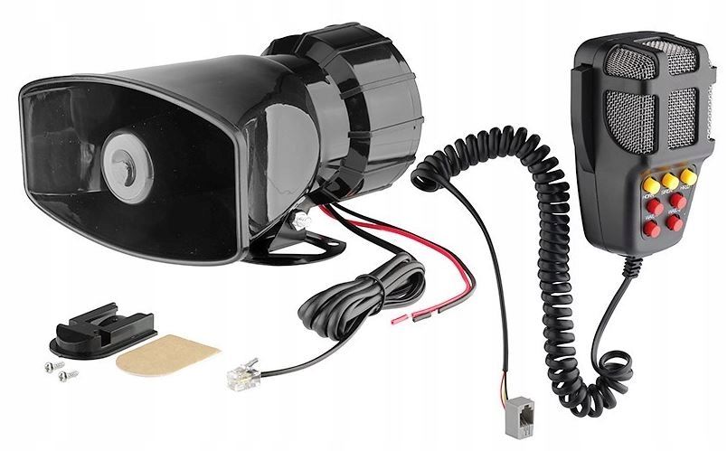 SYRENA ELEKTRONICZNA Z MEGAFONEM 7-TONOWA 12V 100W POLICYJNA STRAŻ KLAKSON