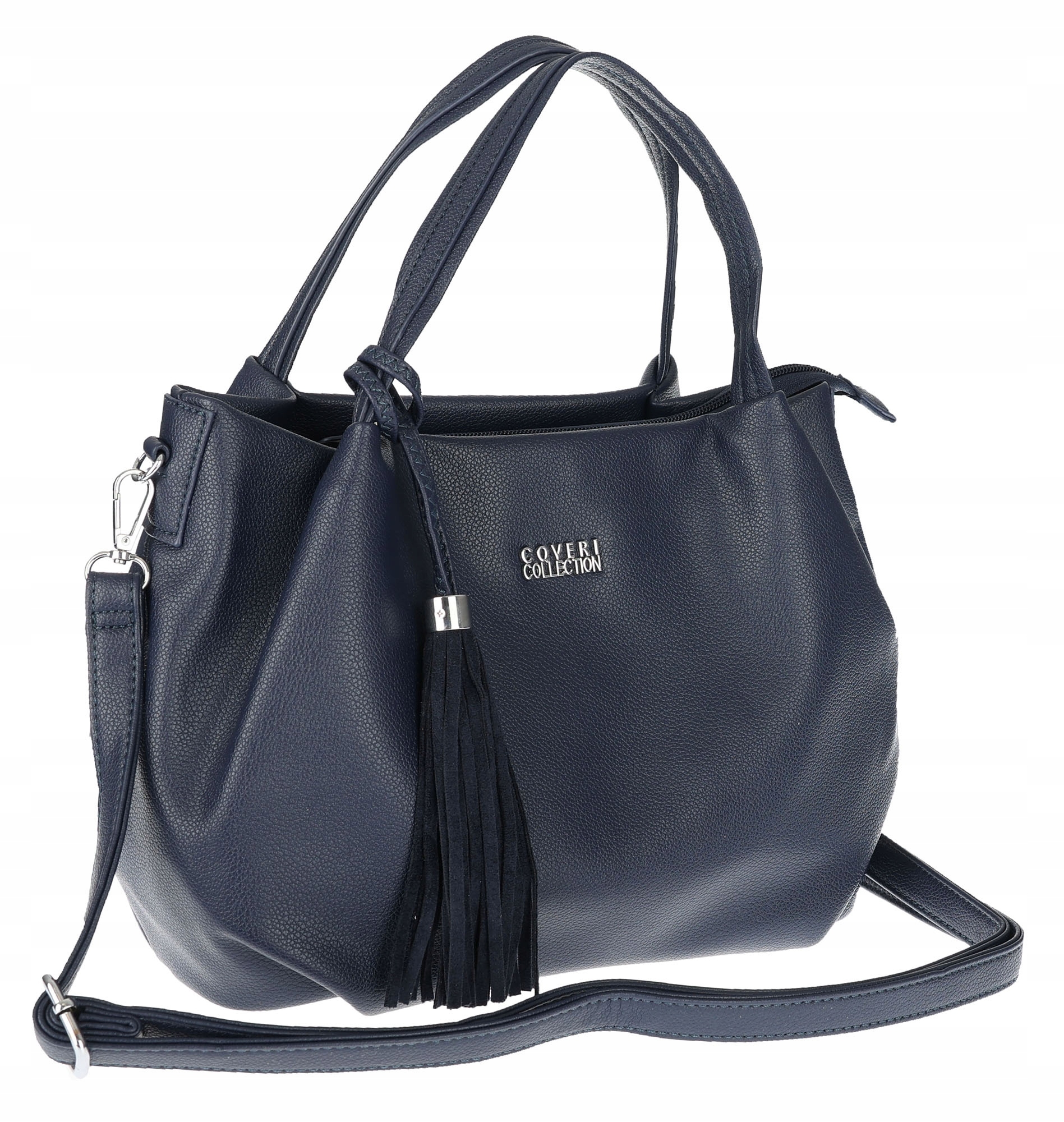 Dámská velká shopper kabelka A4 přes rameno s třásněmi pásek CC50964 Tmavě modrá