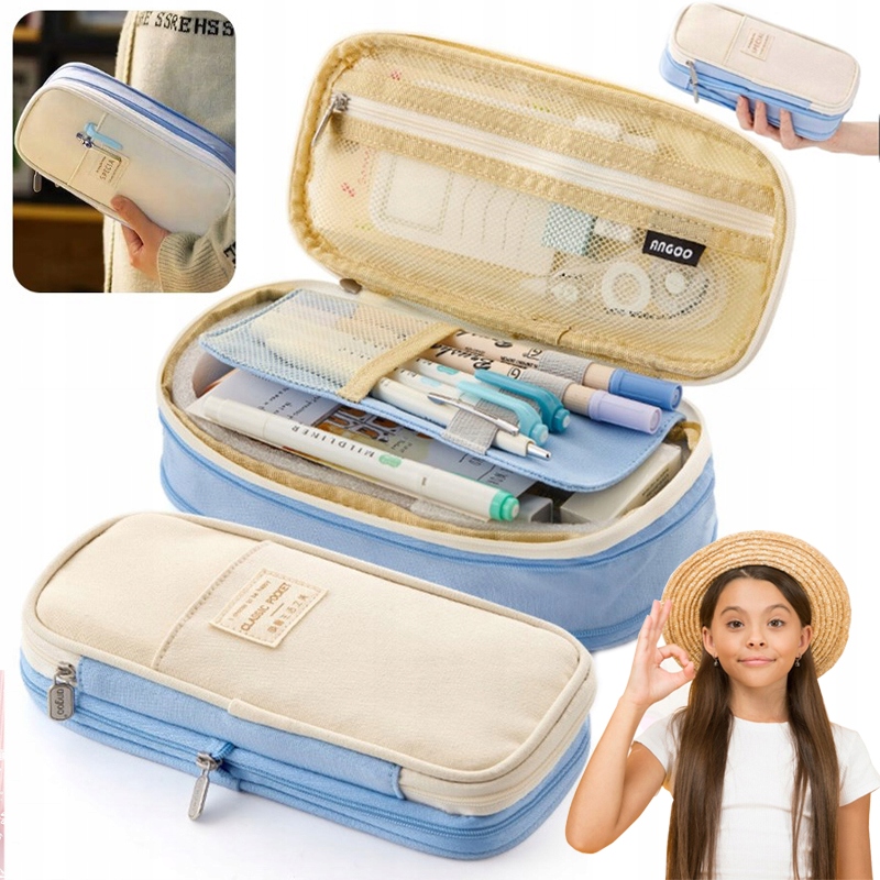 2024 NOWY DUŻY PIÓRNIK WIELOFUNKCYJNY SASZETKA TRZYKOMOROWY PIÓRNIK SZKOLNY