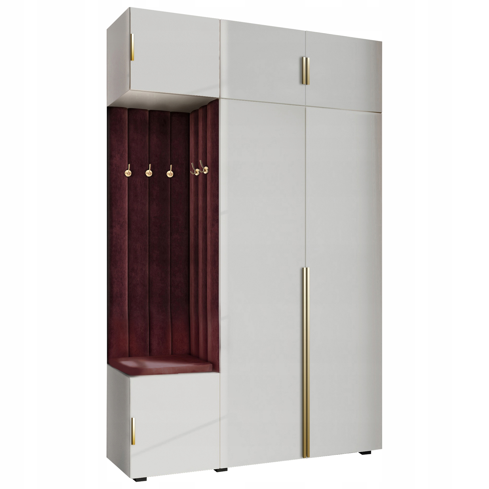 Šatní Skříň Do Předsíně S Sedákem A Nástavcem Bílá Hexa Zlatá 68