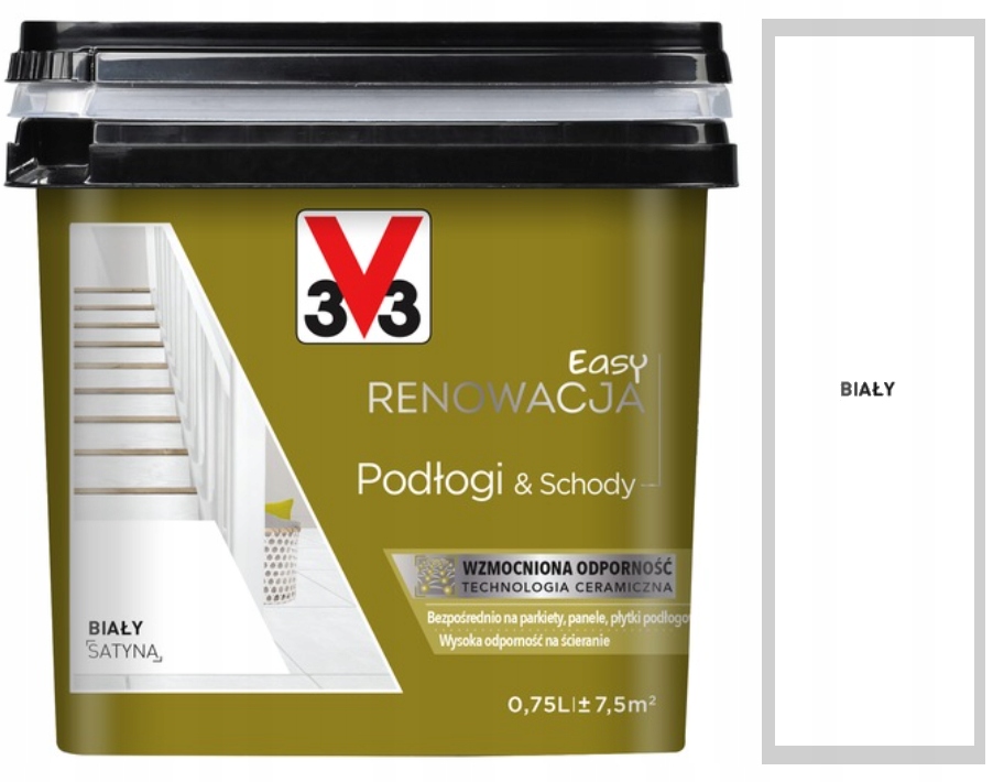 V33 Easy Renowacja farba do podłóg i schodów 0,75L biała satyna