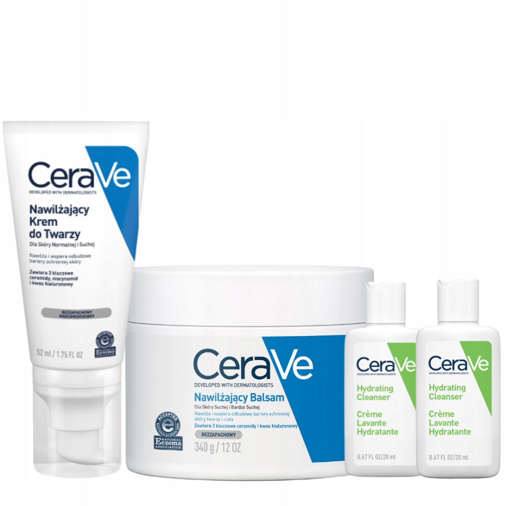 CeraVe Zestaw Nawilżający Krem do Twarzy 52ml Balsam Skóra Bardzo Sucha 340