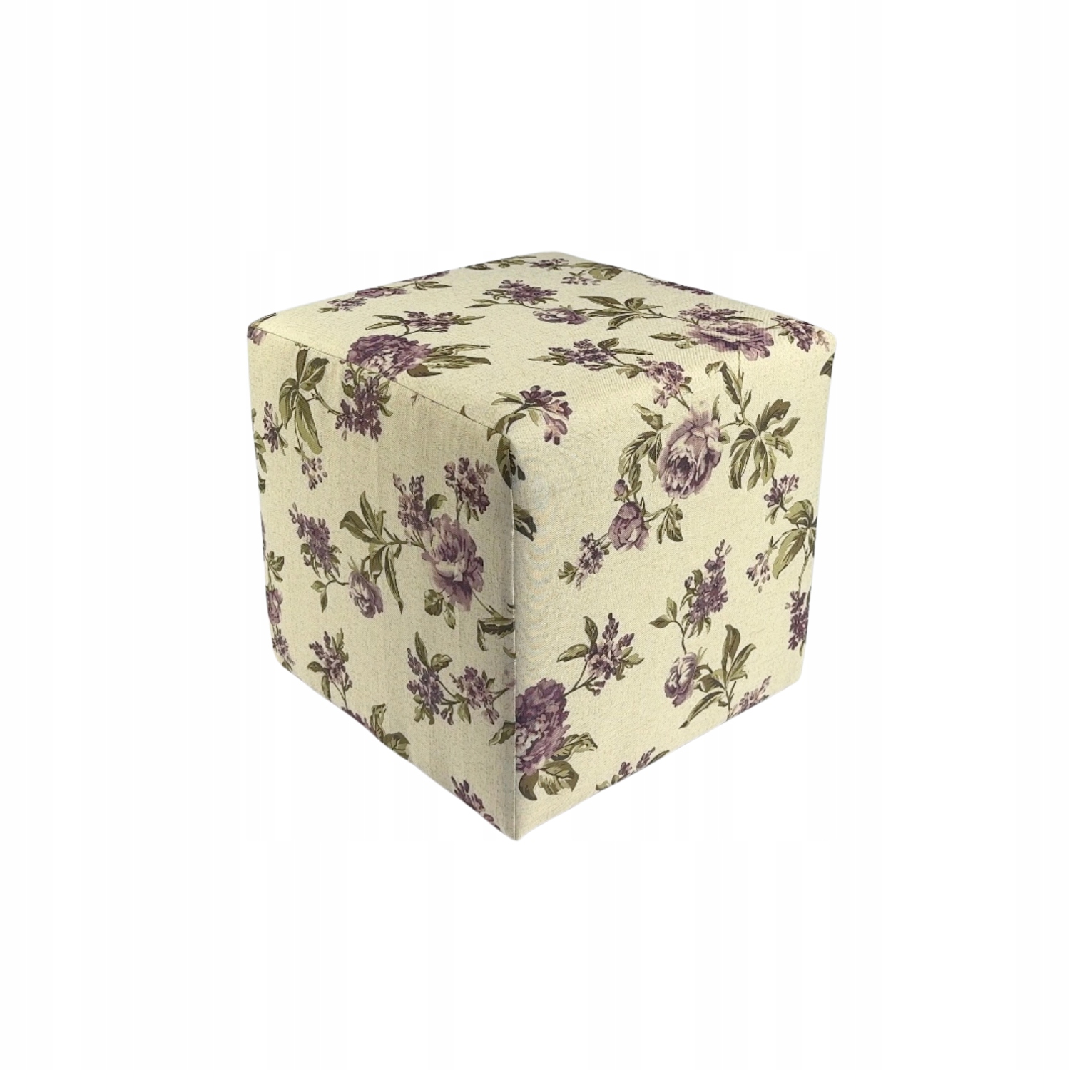 Taburet čtvercová rose zelené květy bavlněný chaft