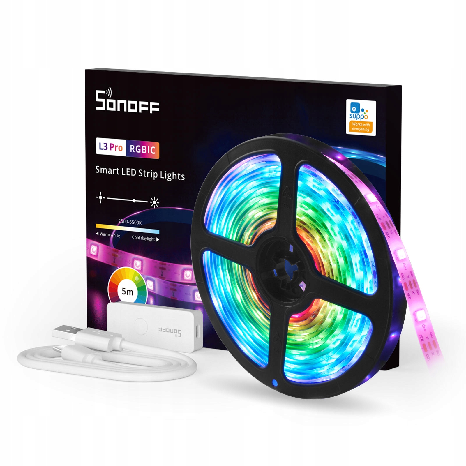 Sonoff L3 Pro Inteligentní Wifi Led Pásek 5M 10W Rgb Sada Led 150 Diod