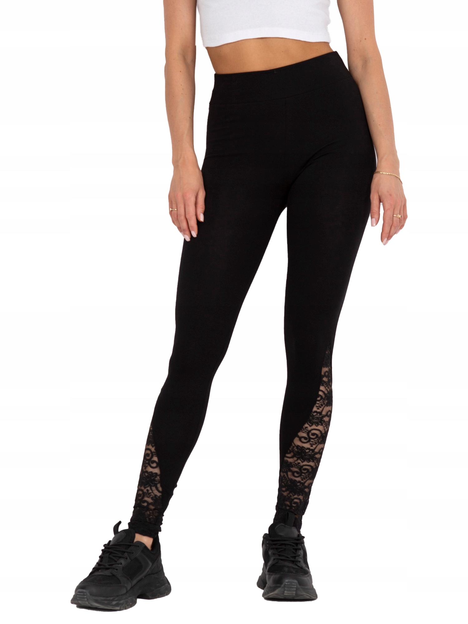 

Stylowe Legginsy Getry Spodnie Z Koronką S