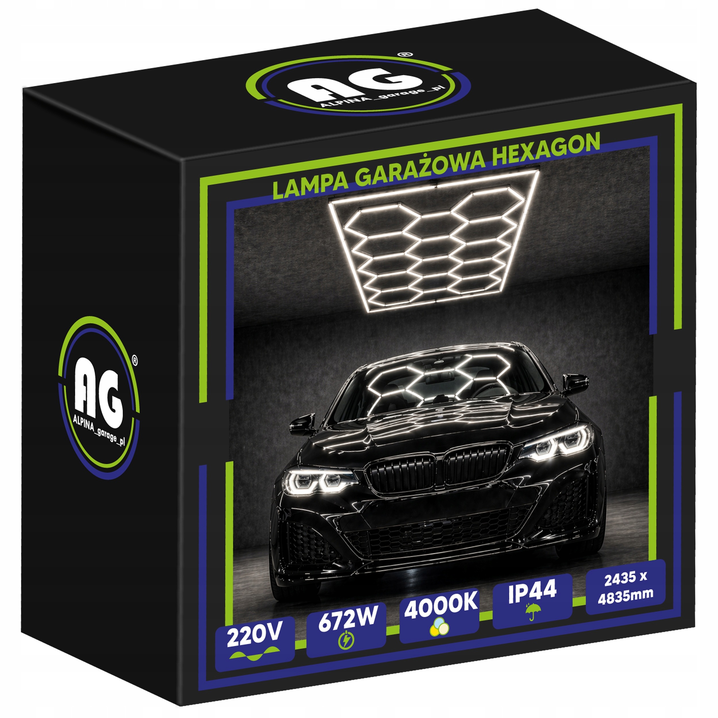 Led lampa Hexagón Stropný panel do garáže 672W 4000K 484x244 cm