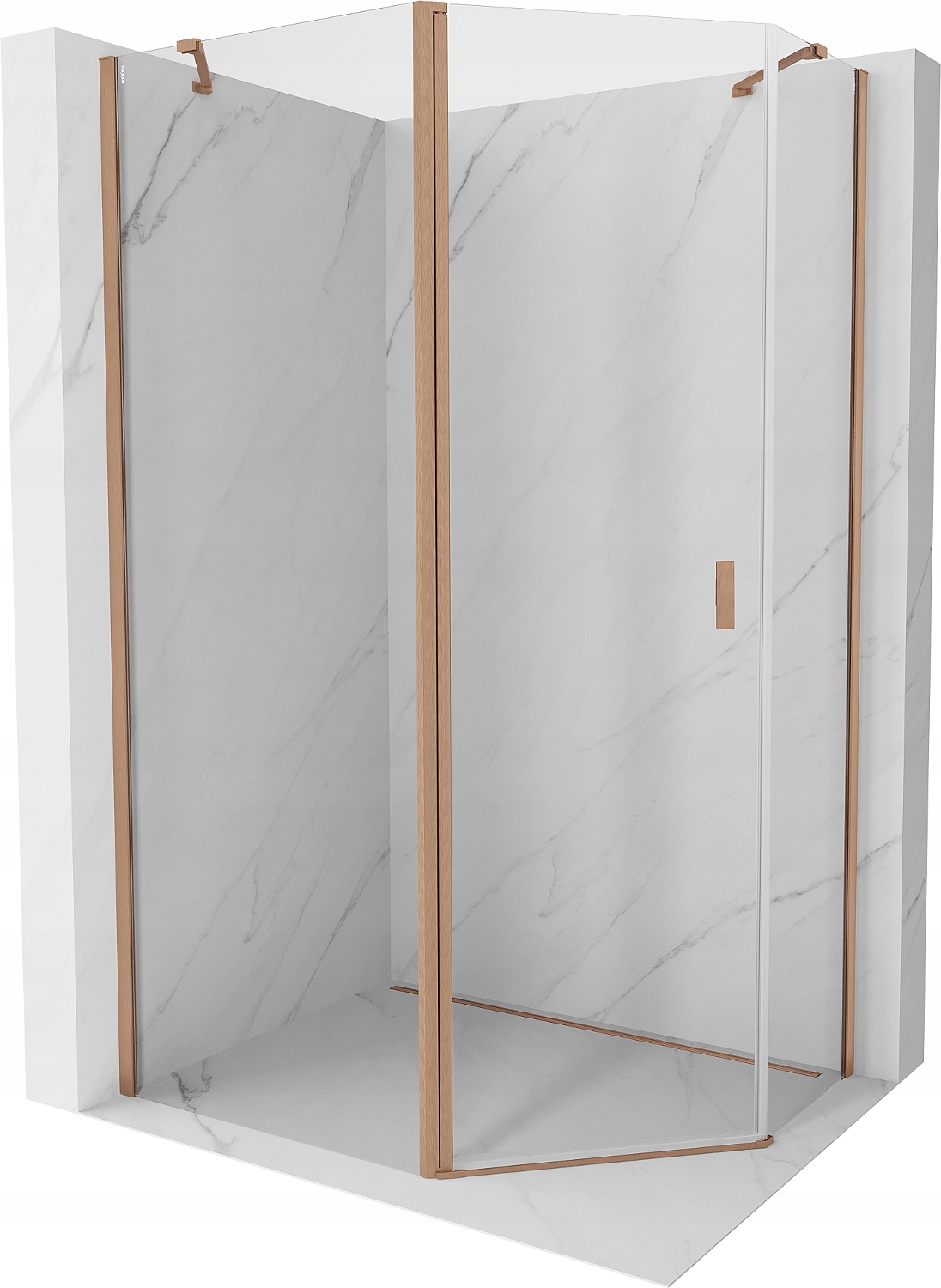 Mexen Mist Kabina Prysznicowa Asymetryczna 90X80 Transparent Miedź Szczotka