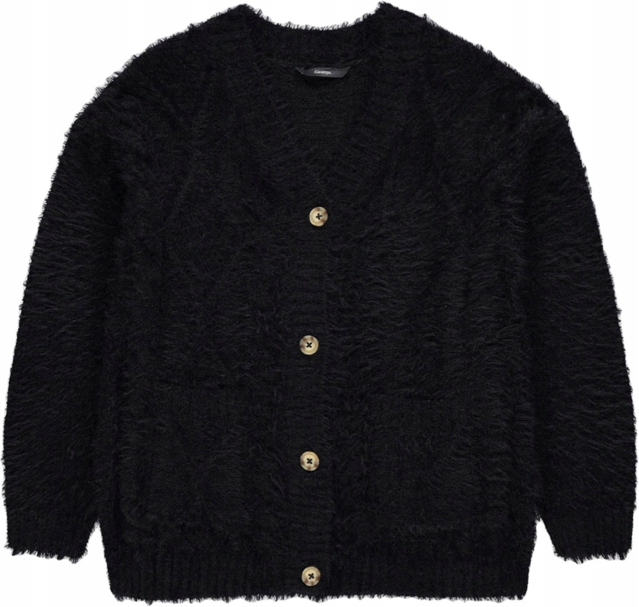 

George Czarny Rozpinany Kardigan Fluffy 140-146 cm