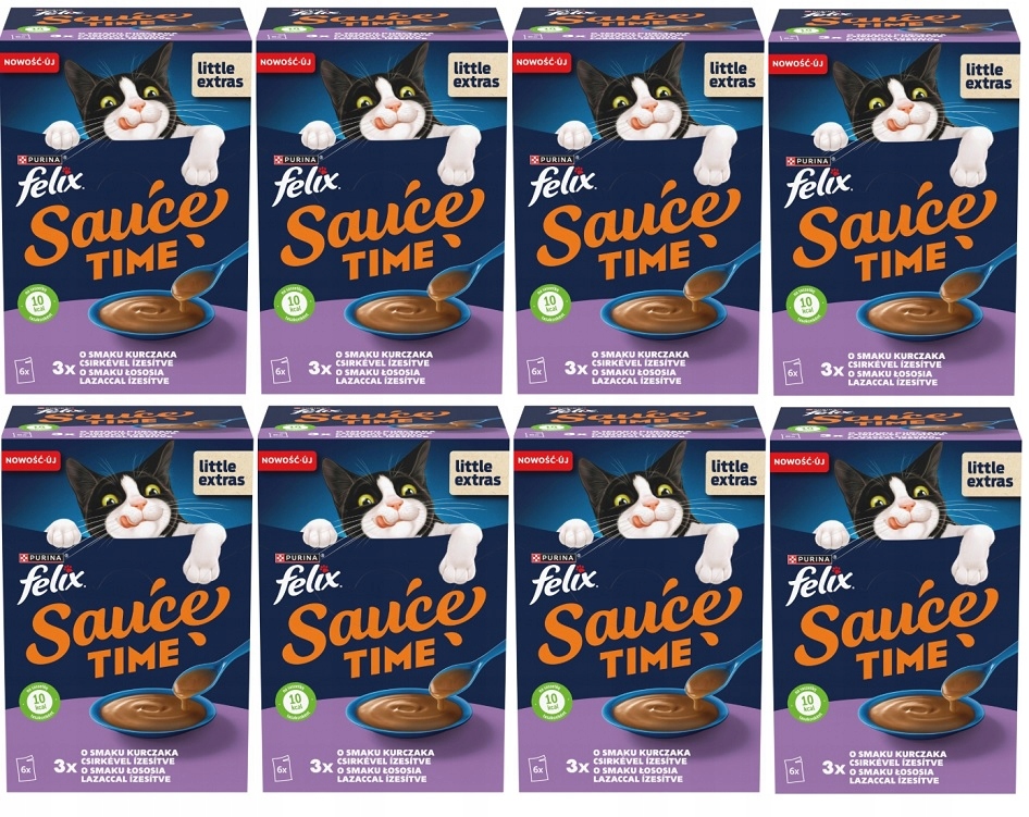 Felix Sauce Time Krmivo mokré sosáky pro kočky s kuřecím masem a lososem 48x40 g