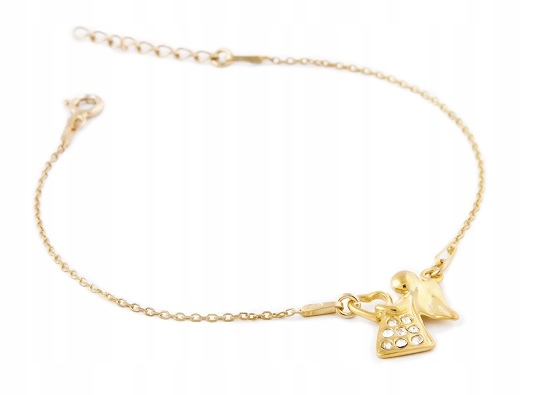 

Złota bransoletka Aniołek Swarovski komunia+GRAWER