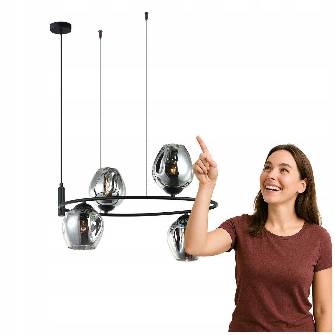 Závesná lampa Roxane MDM-4046-4 Bk+sg Italux