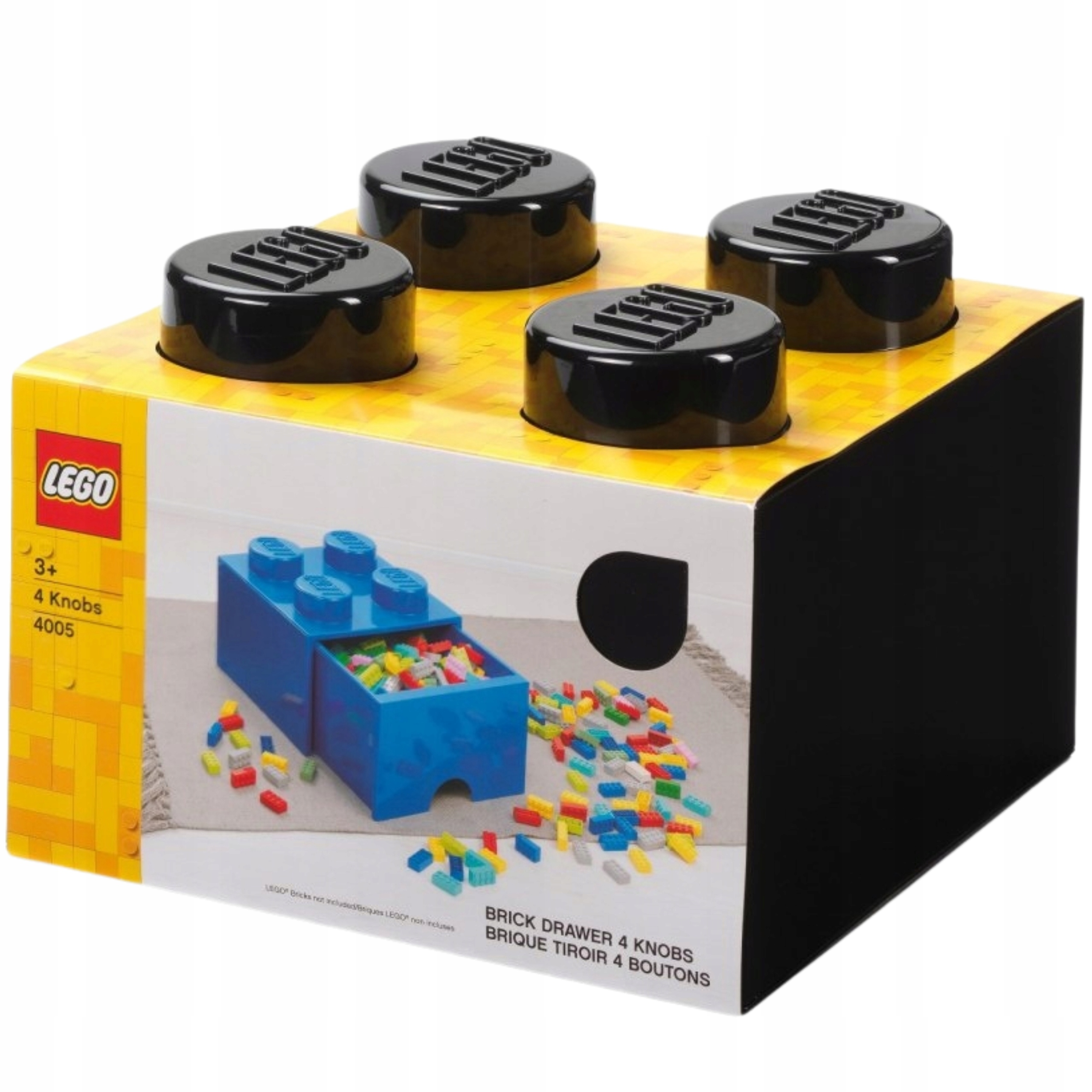 Lego plastová nádoba Šuplík Tvar Lego kostky Černá 25x25x18