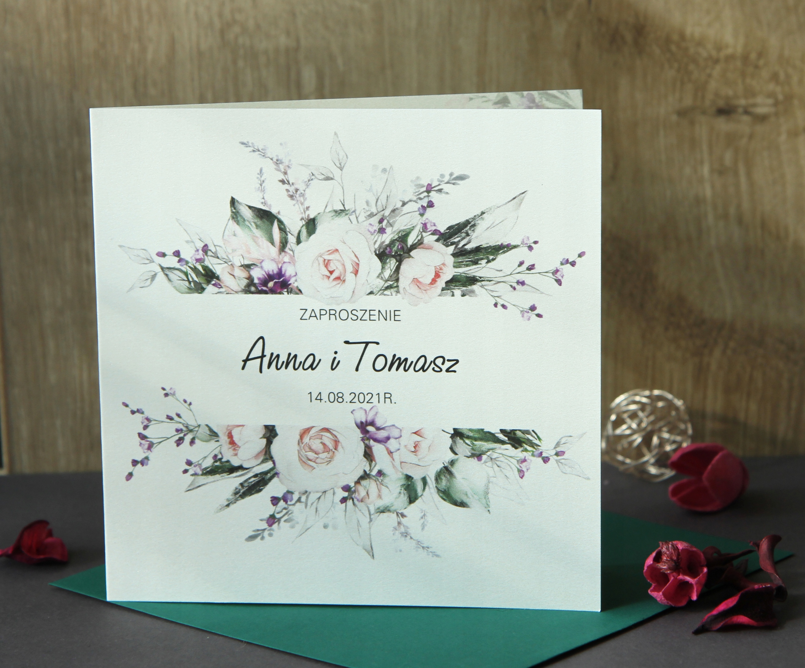 Zaproszenia ślubne Boho koperta PAPIER PERŁOWY Marka inny