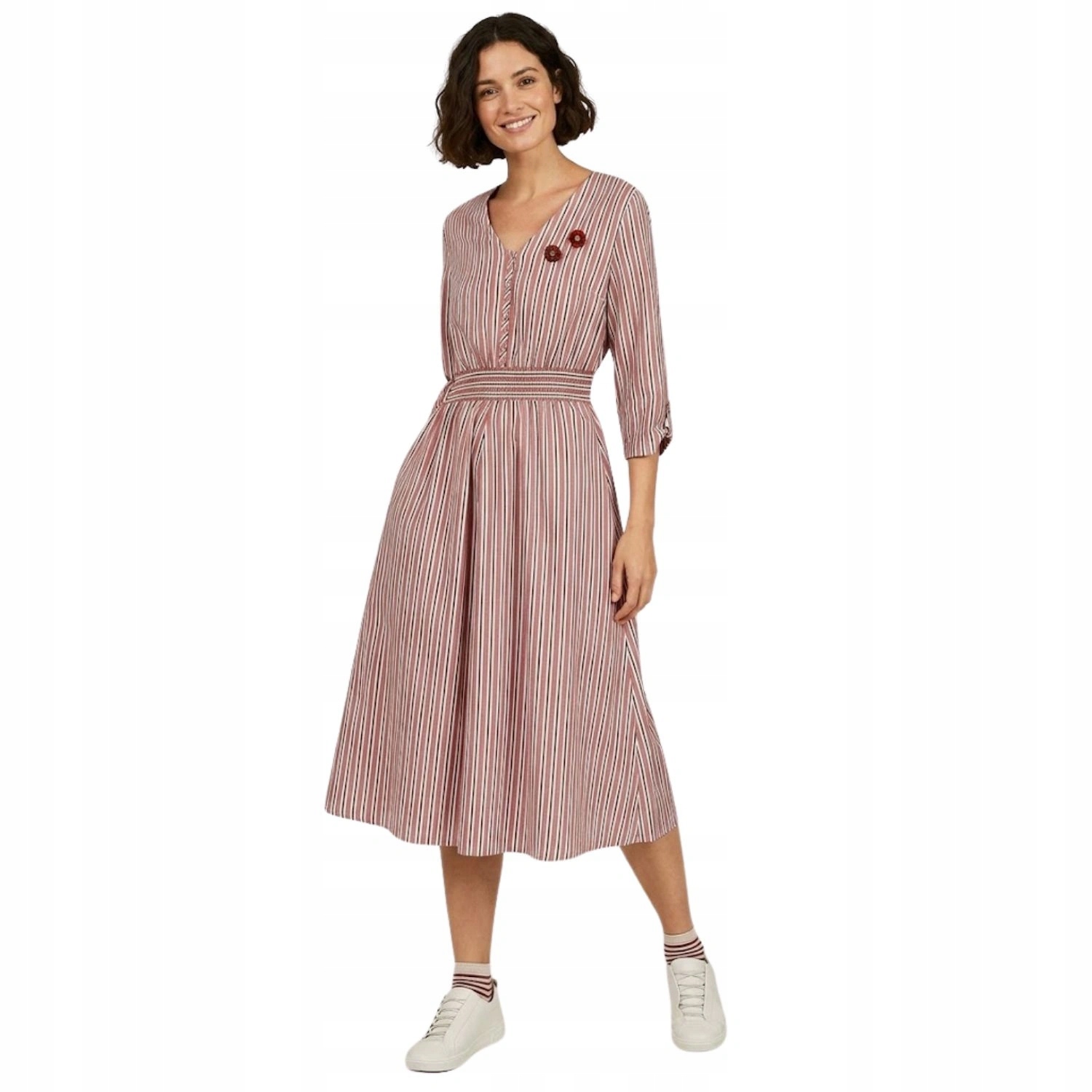 Šaty dámské midi Ted Baker s proužky, rozšířené, pro běžné nošení, vel. M/3